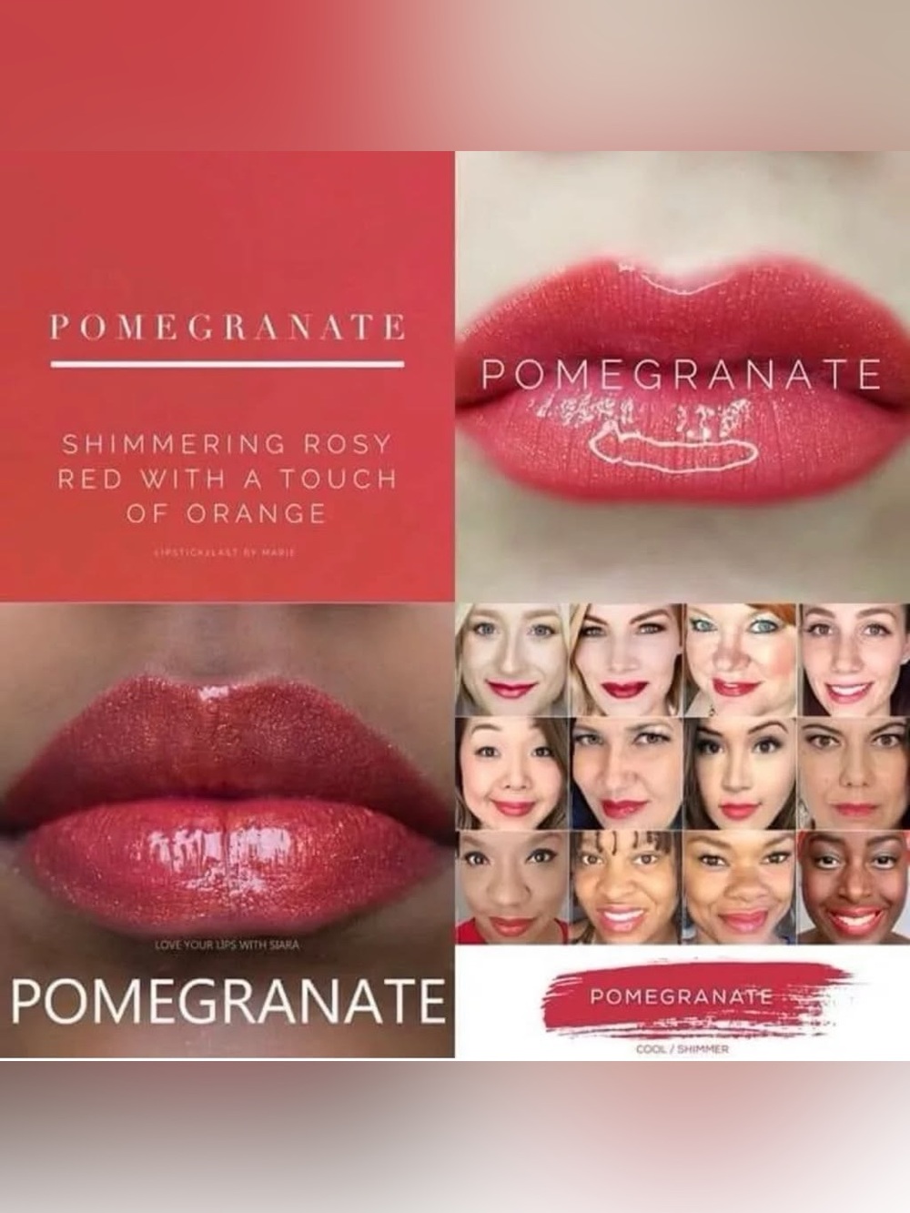 SeneGence Pomegranate Shimmer Lipstick - Rosy Red with Orange Undertone